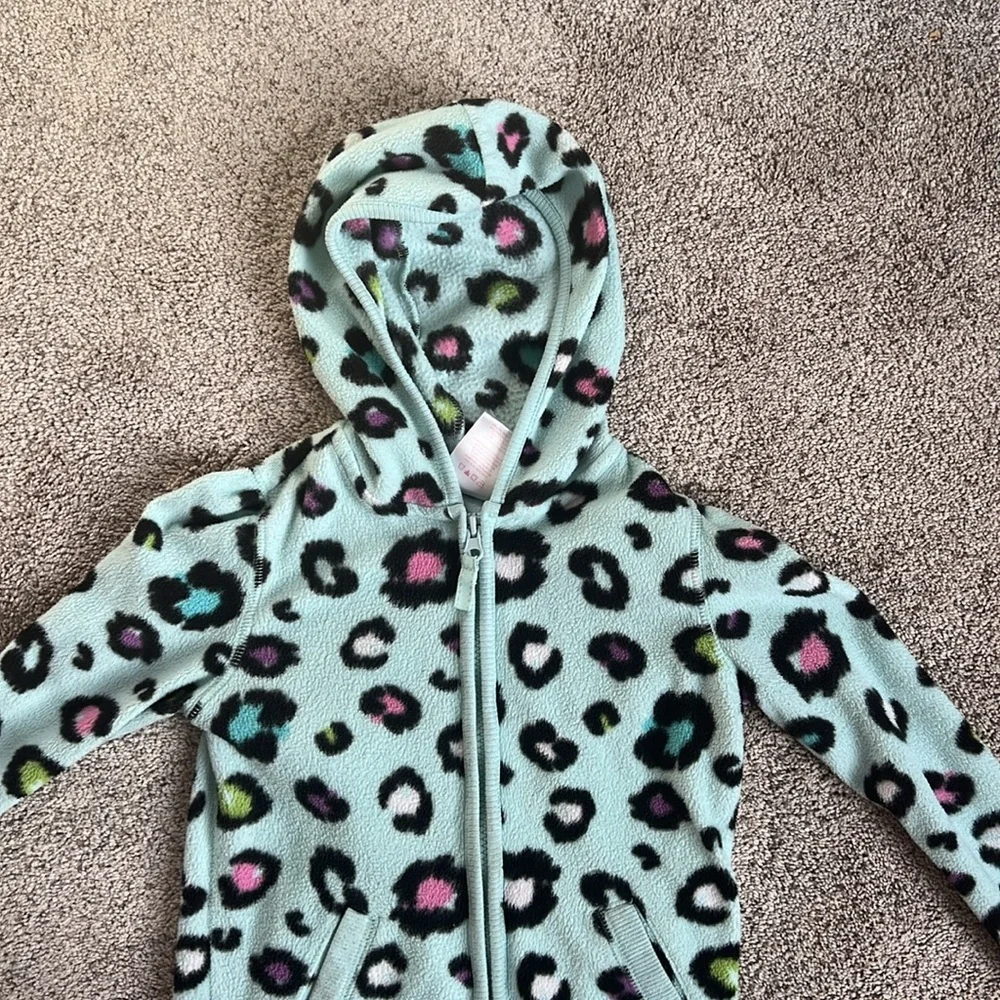 Girls Cheetah Fleece Jacket - 5/6